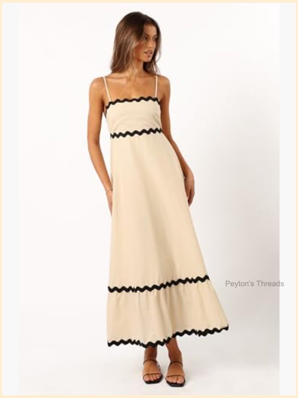 Yana Maxi Dress with Thin Adjustable Straps, Zip Back, Cotton - Picture 2 of 6